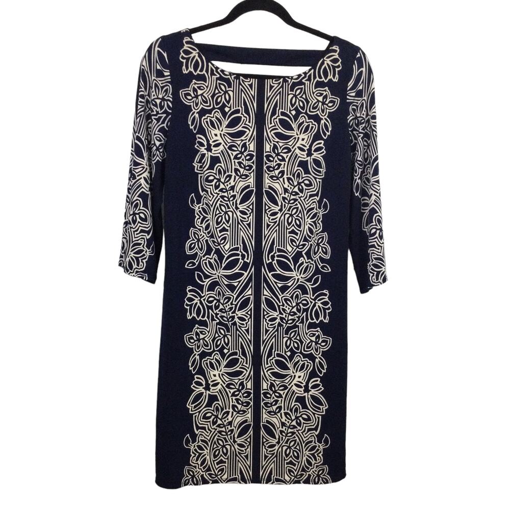 Laundry by Shelli Segal Classic Preppy Cocktail Floral Elegant Sheath Dress S